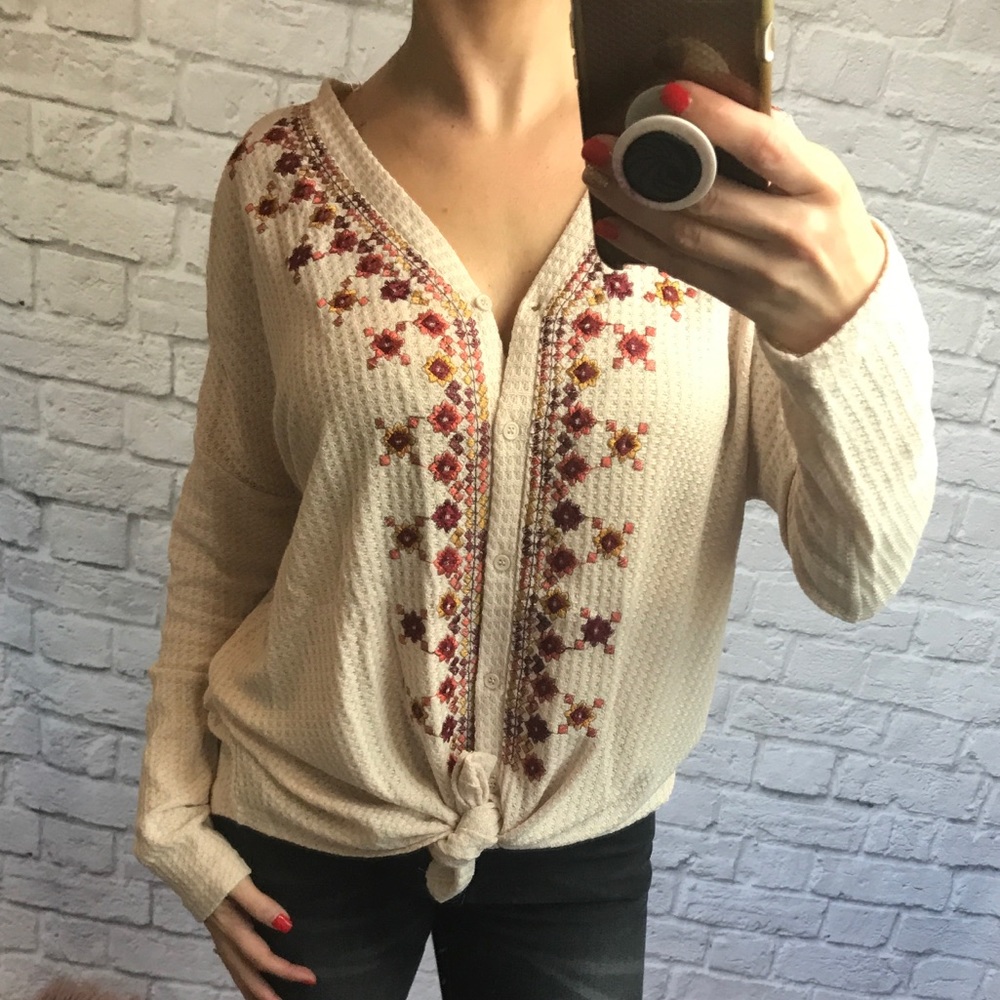 1 LEFT//CAROLINA waffle knit top - Picture 2 of 5